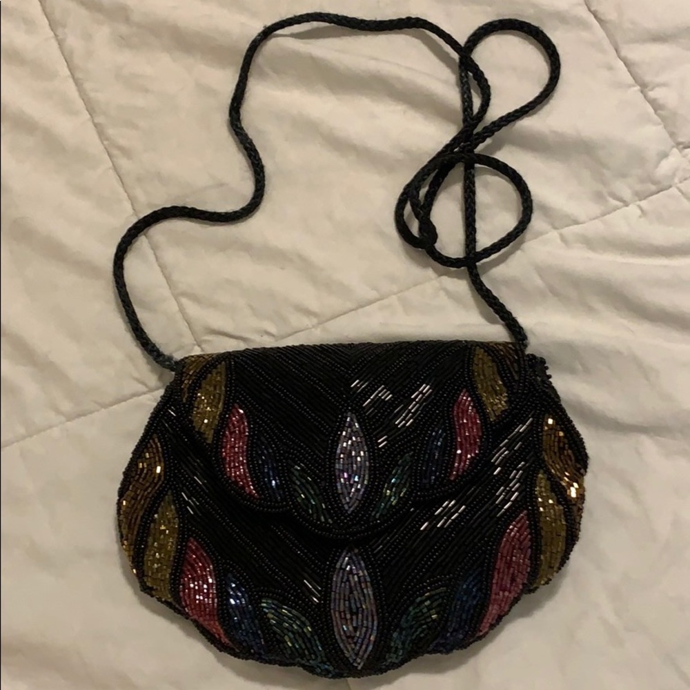 Vintage hand beaded crossbody